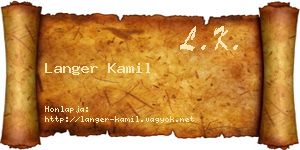 Langer Kamil névjegykártya